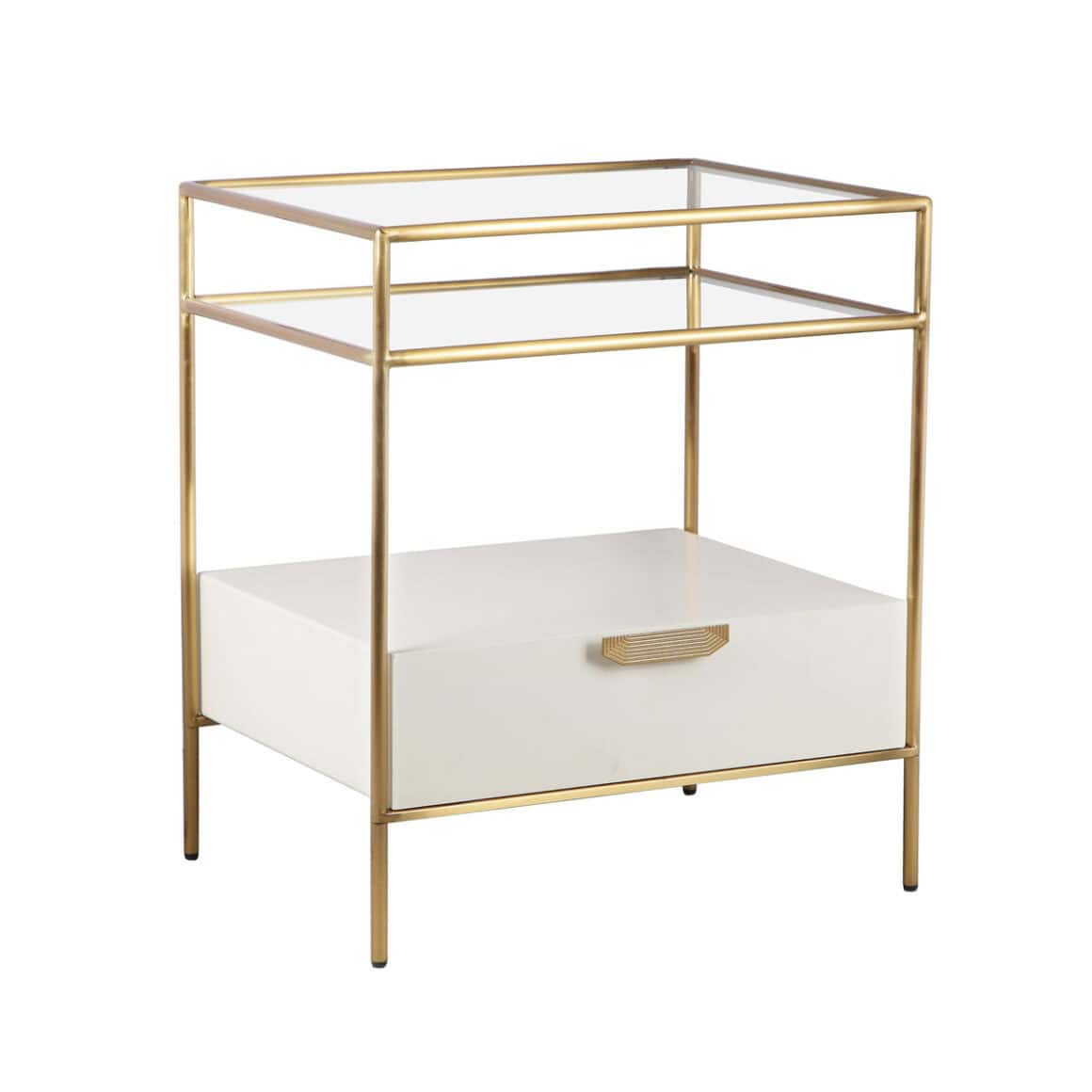 Darla Cream Glass Nightstand